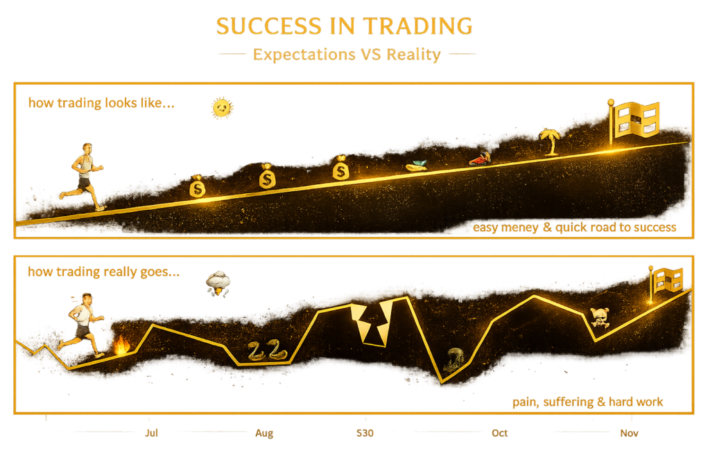 trading for profit expectation vs reality trader journey losses and consistency