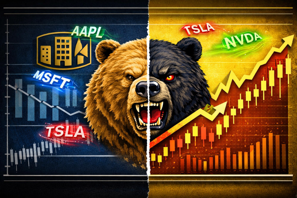 what is stock trading bull vs bear market beginner stock trading concept