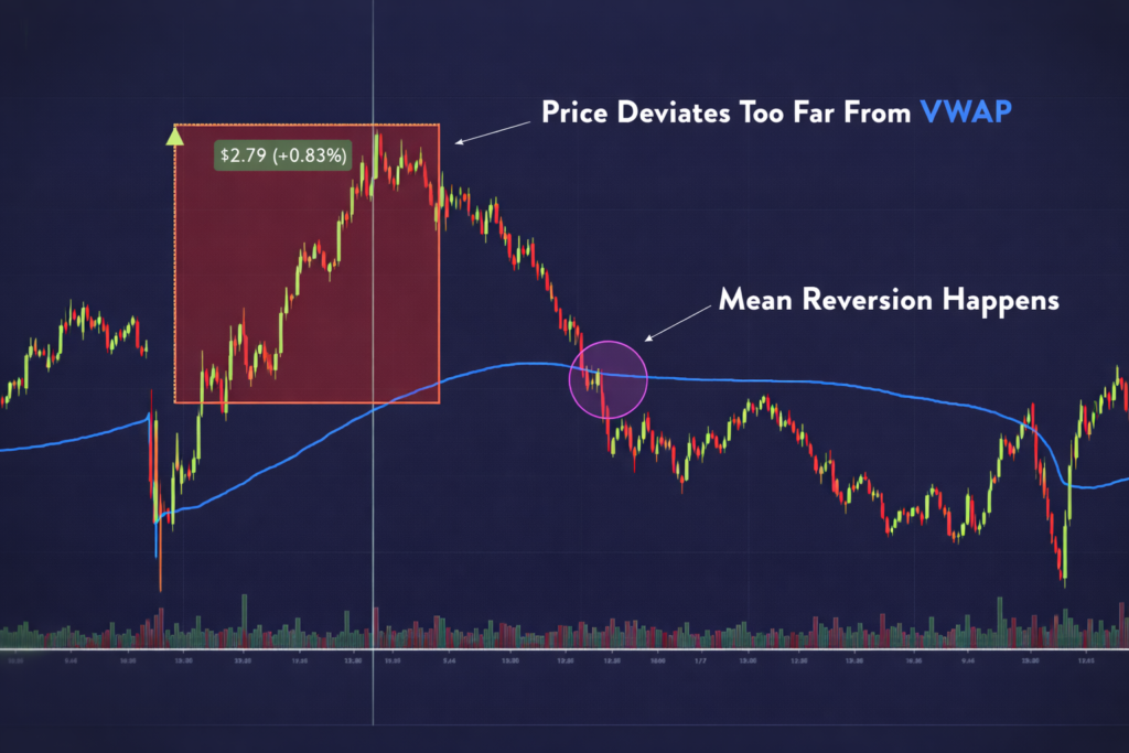 VWAP Indicator Explained: How Smart Traders Use It Daily VWAP indicator showing price moving around volume weighted average price