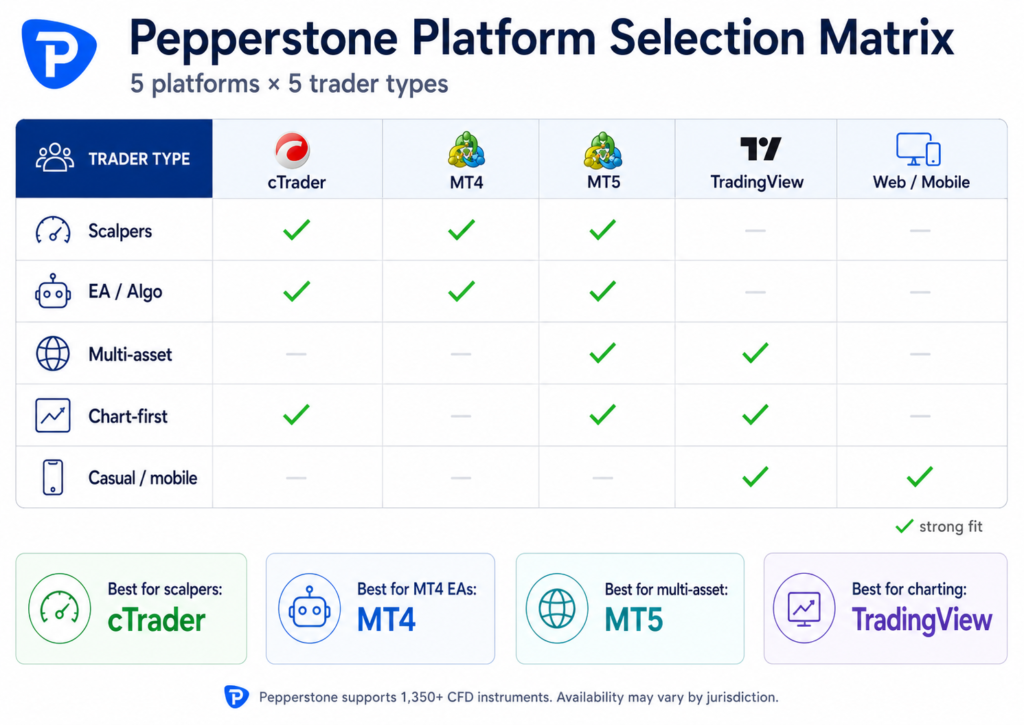 pepperstone broker platform selection matrix