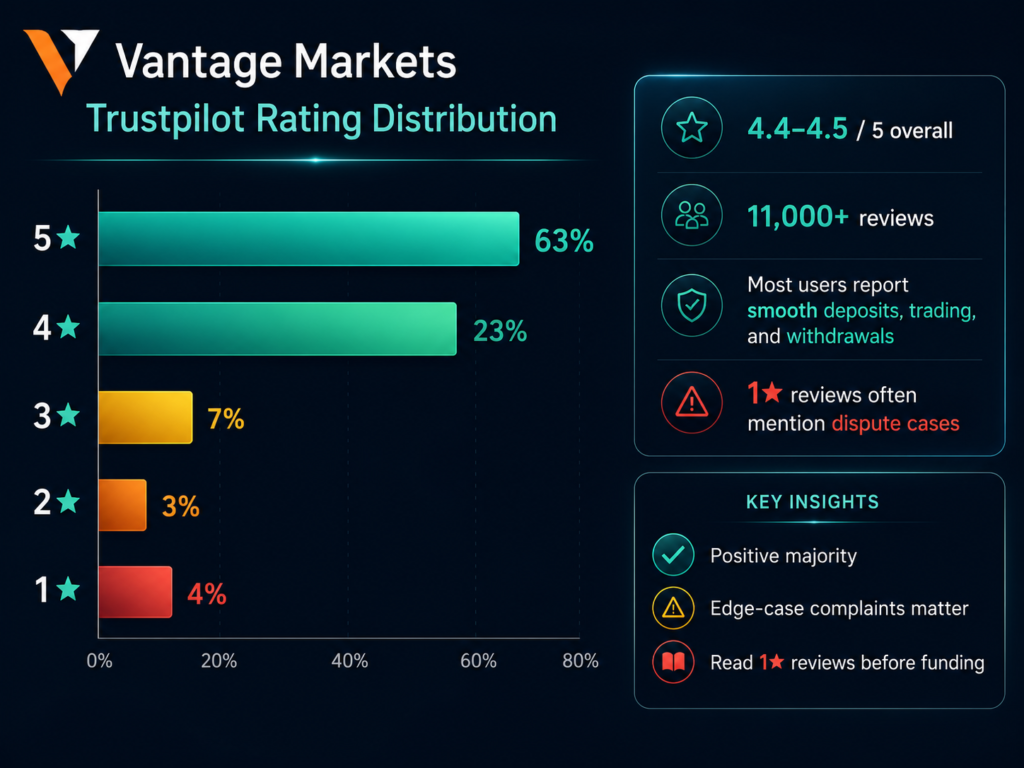 vantage markets review trustpilot rating distribution chart by star rating